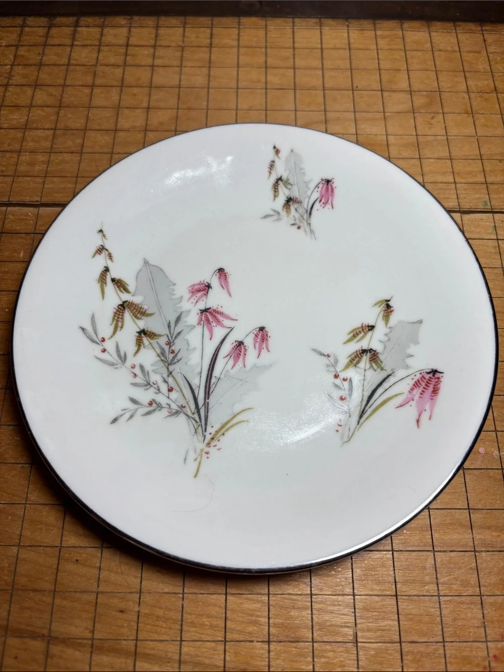 Meito Japan Porcelain Set 3 Shallow Bowls, 1 Sm Plate, Burgundy Lacquerware Box